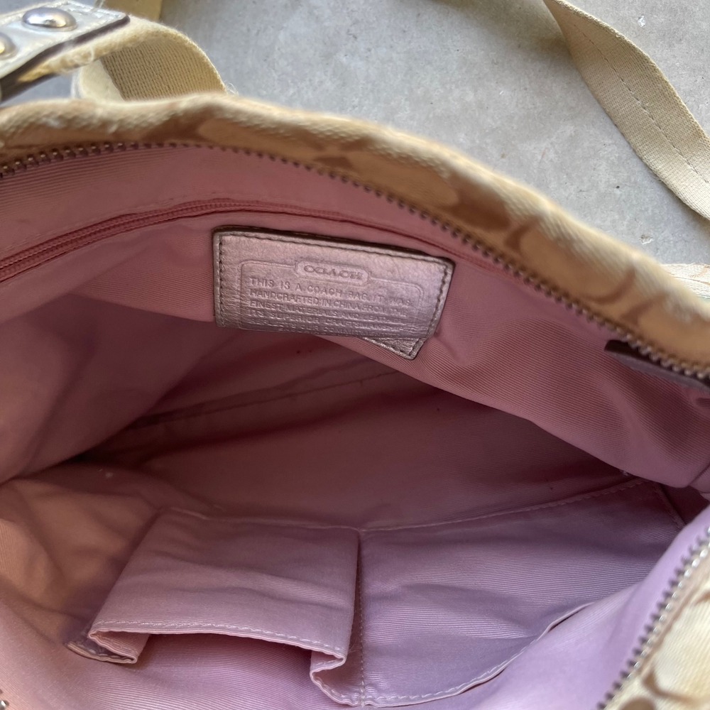 Coach Signature Monogram Multi-Color Patchwork Crossbody Bag 11176 Tan Silver - Picture 3 of 7